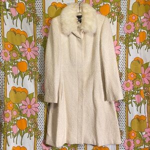 Vintage Wool Blend Coat w/ Faux Fur Collar